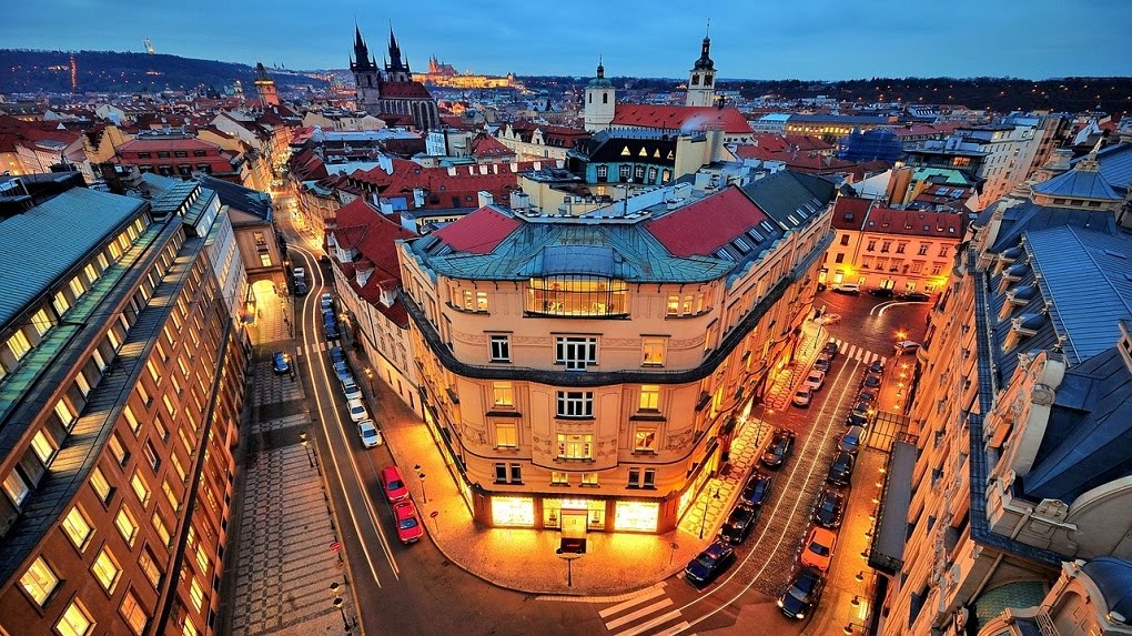 The touristic part of Prague at night