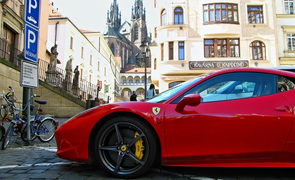 Ferrari car parked in Brno