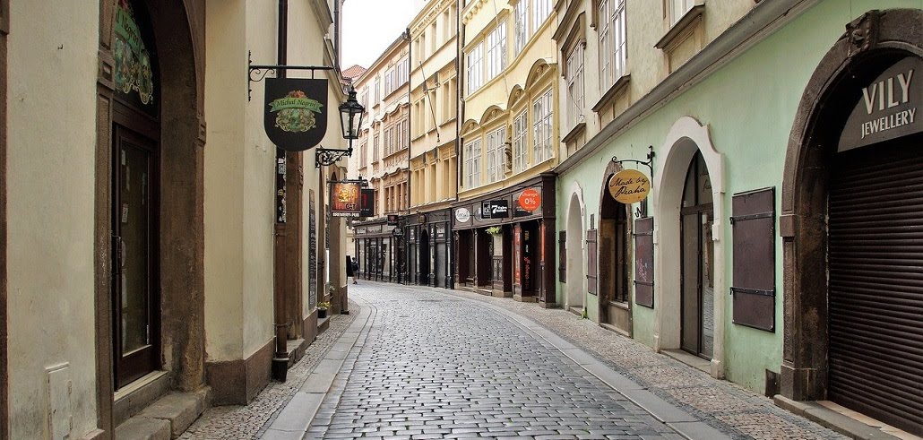 Empty street in old Prague