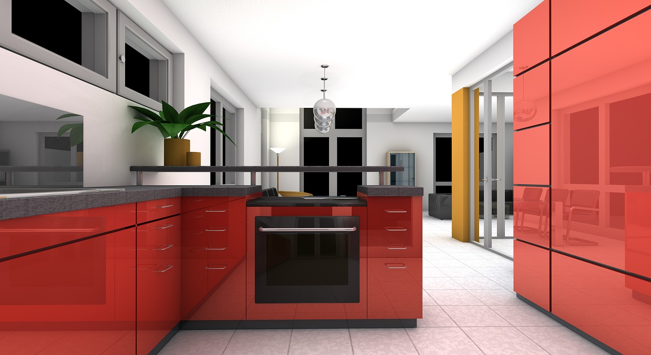 A designed kitchen in the apartment