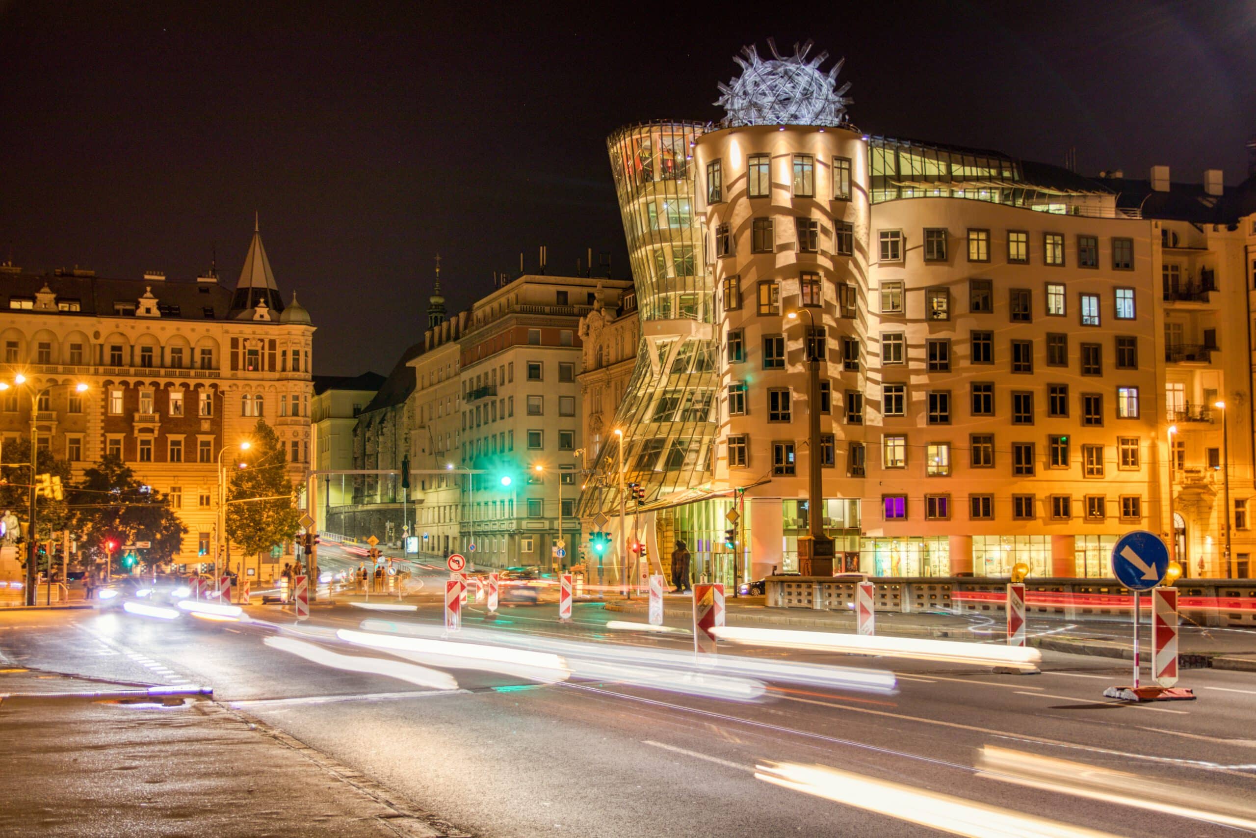 A street in Prague at night