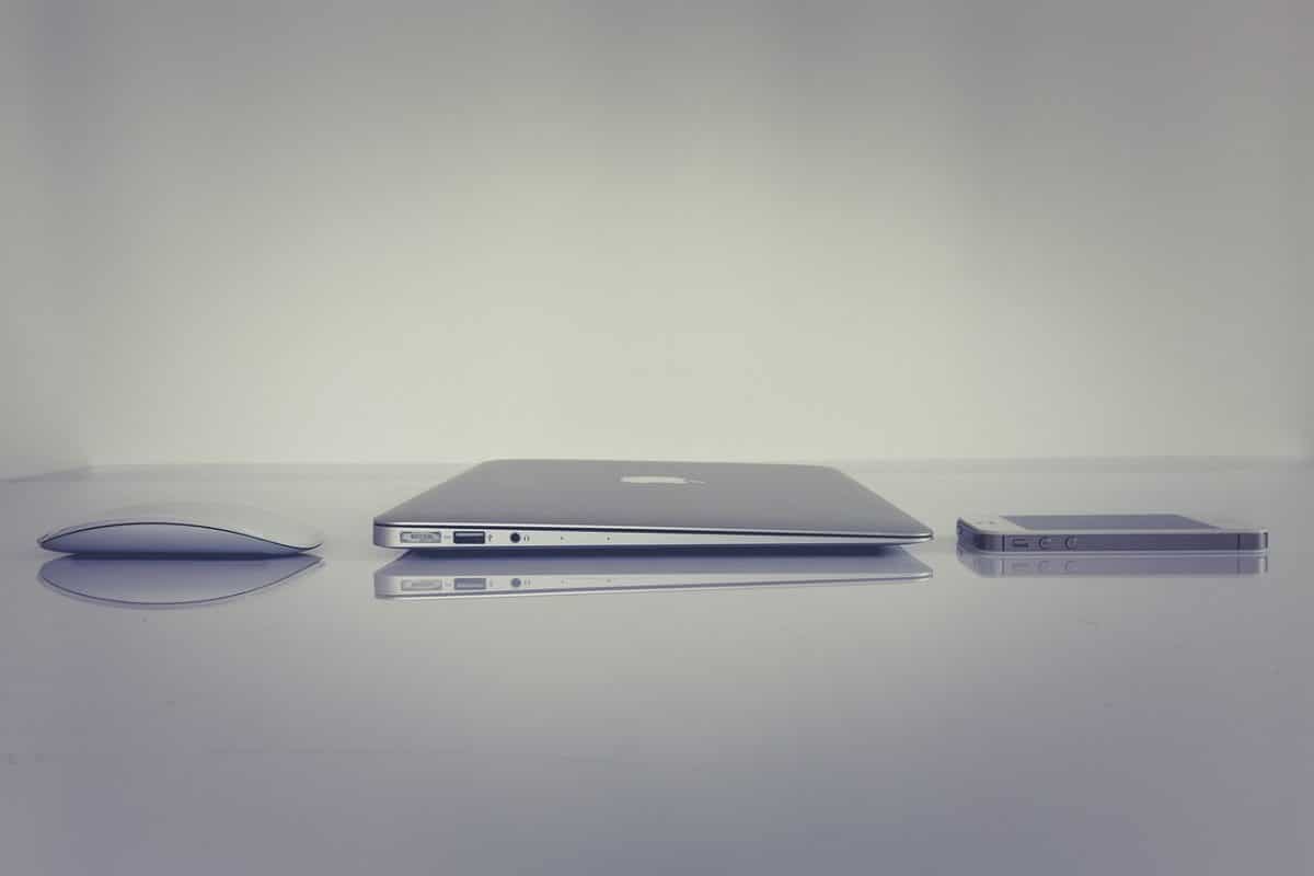 Computer and phone on a table
