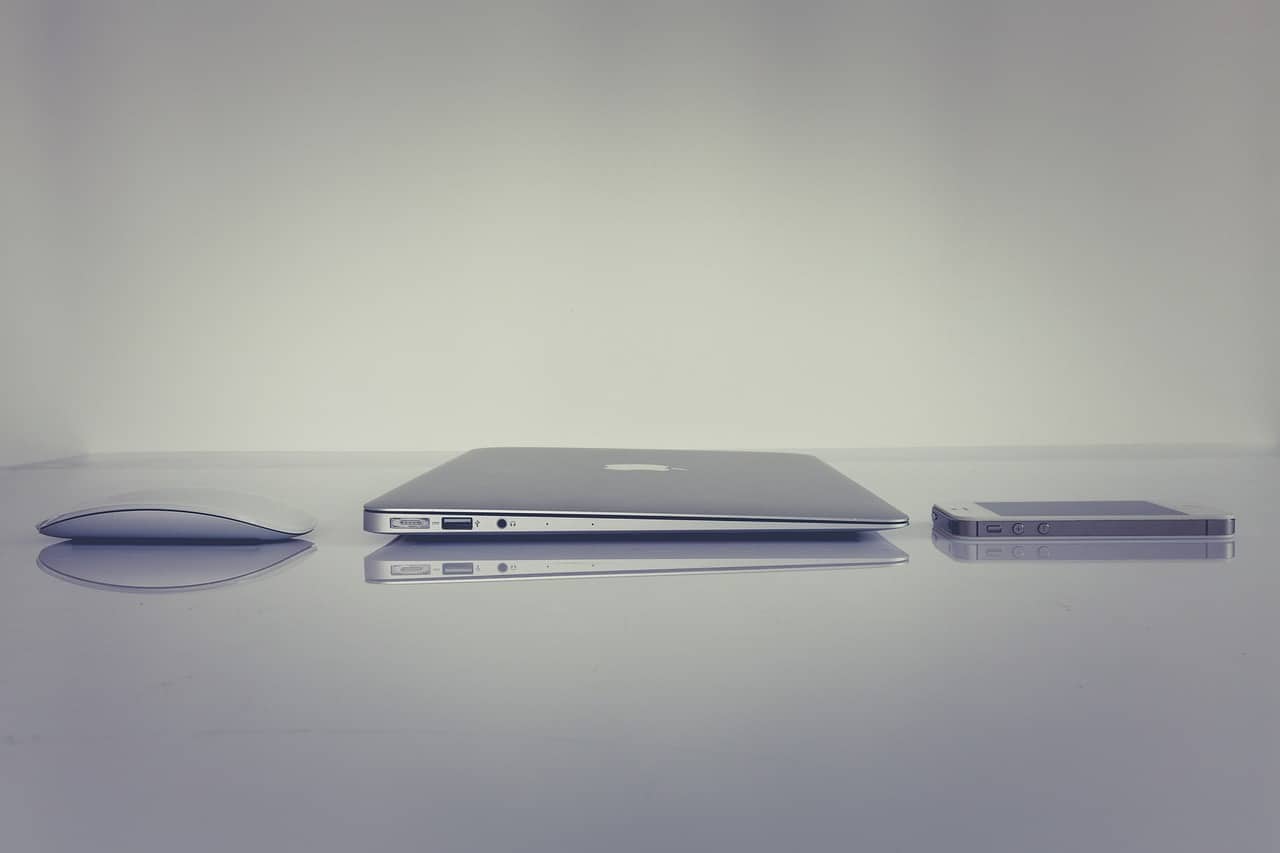 Computer and phone on a table