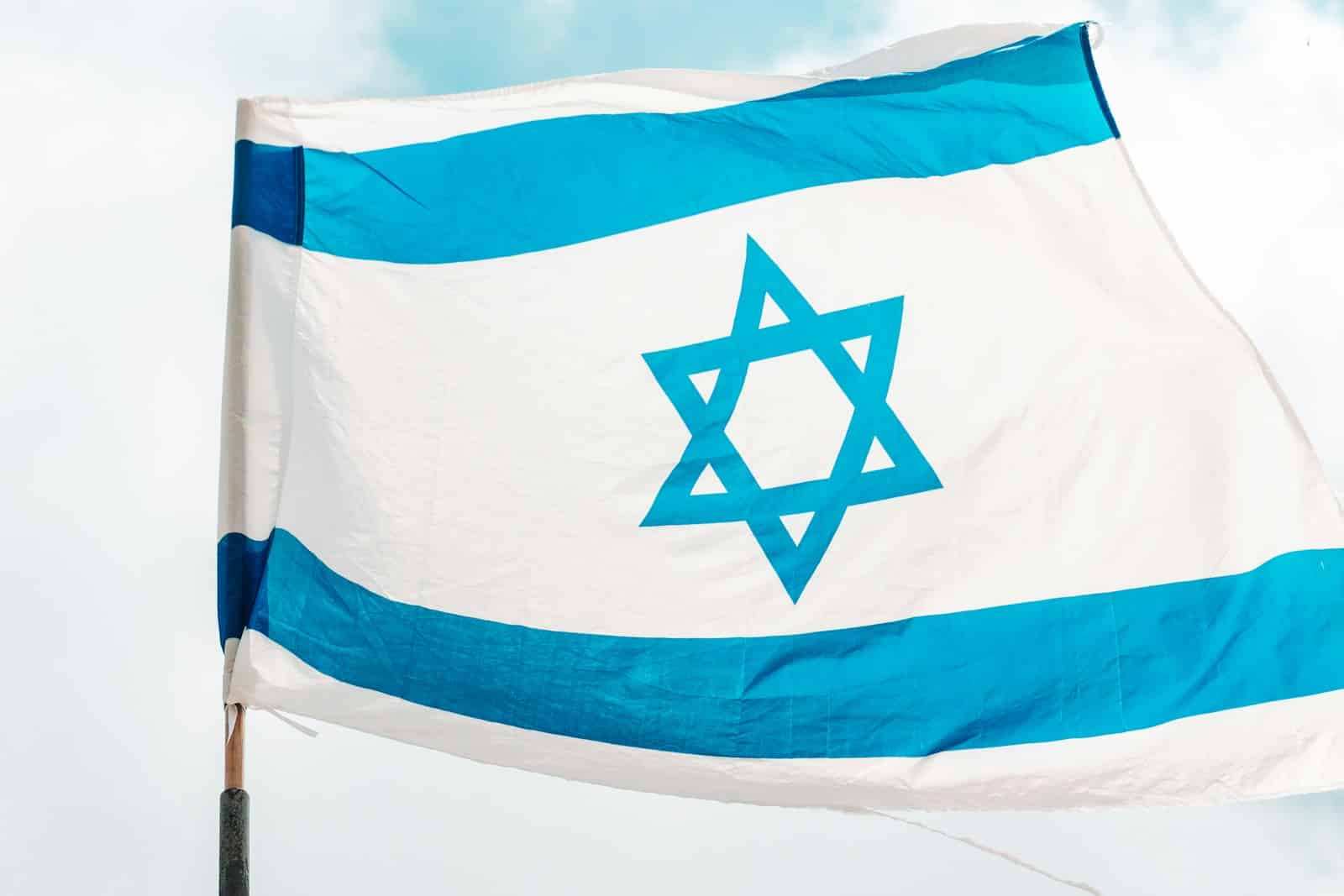 a flag with a star of david on it